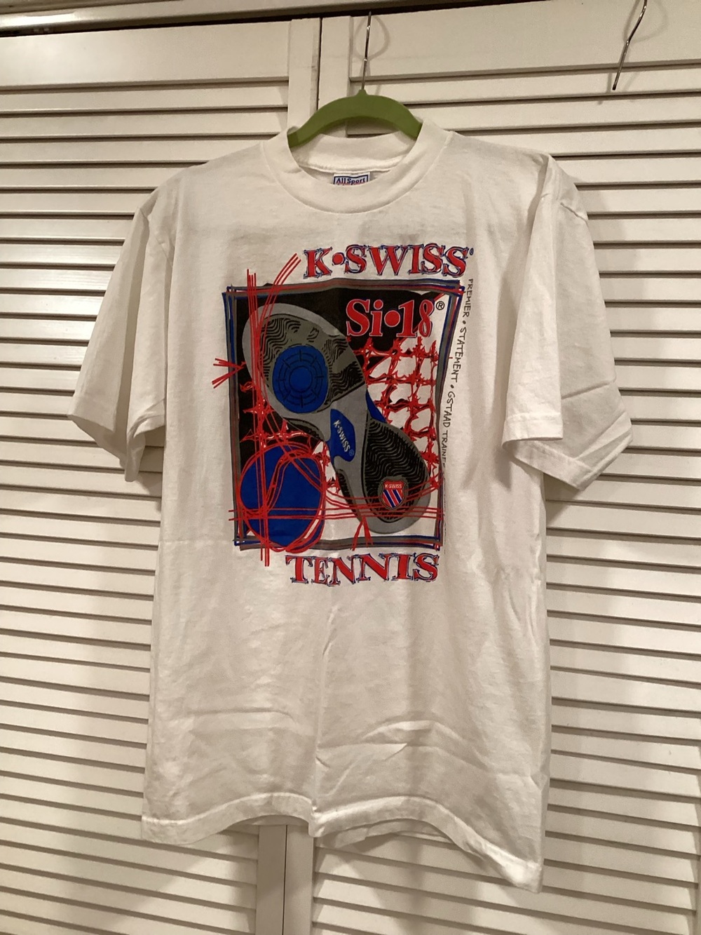 K-Swiss. Vtg 90s White Short Sleeve Tennis Graphic Tee